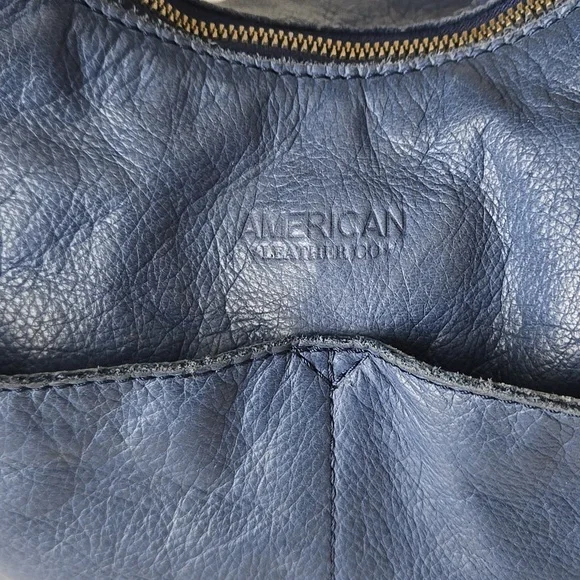 American Leather Co Carrie Hobo Bag Blue Navy - Picture 2 of 16